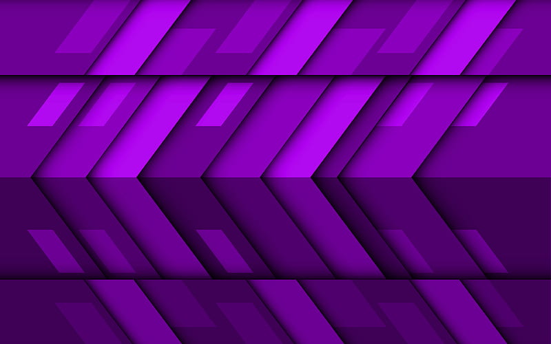 violet arrows material design, creative, geometric shapes, lollipop, arrows, violet material design, strips, geometry, violet backgrounds, HD wallpaper