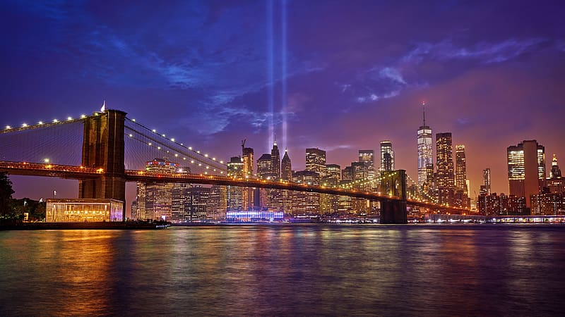 Brooklyn Bridge Tribute in Light 911 New York Bing, HD wallpaper
