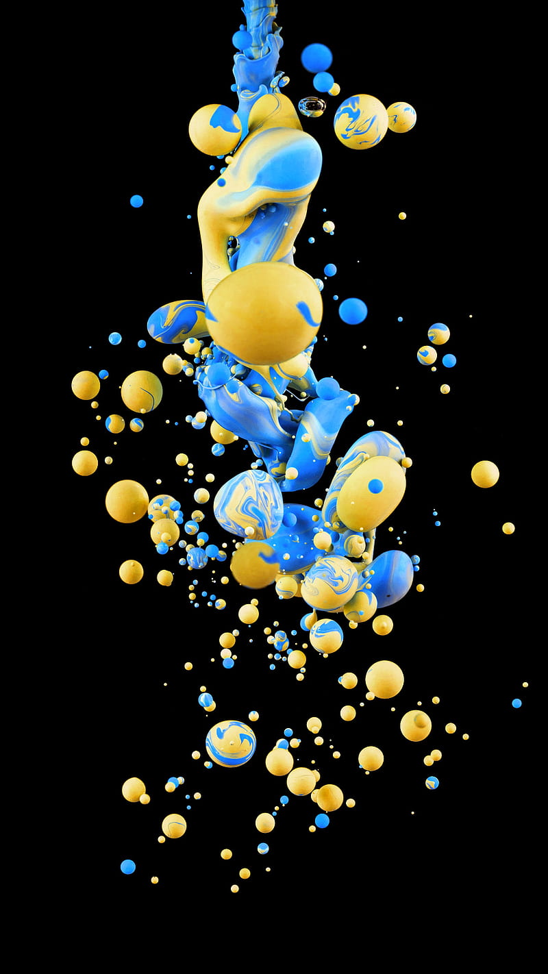 Thick liquid, blue, yellow, abstract, liquid, thick, black, HD phone wallpaper