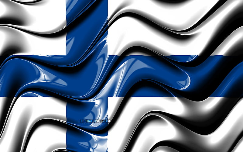 Finnish flag Europe, national symbols, Flag of Finland, 3D art, Finland, European countries, Finland 3D flag, HD wallpaper