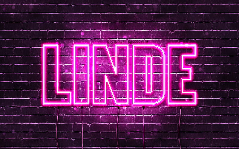 Linde with names, female names, Linde name, purple neon lights, Happy Birtay Linde, popular dutch female names, with Linde name, HD wallpaper