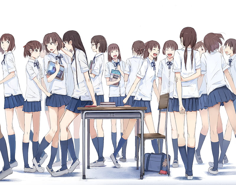 anime, school, uniform, moka tapioka, anime girls, seifuku, HD wallpaper