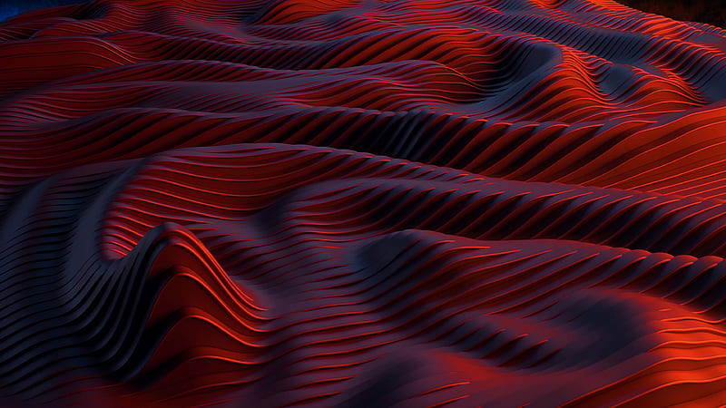 waves, relief, surface, 3d, HD wallpaper