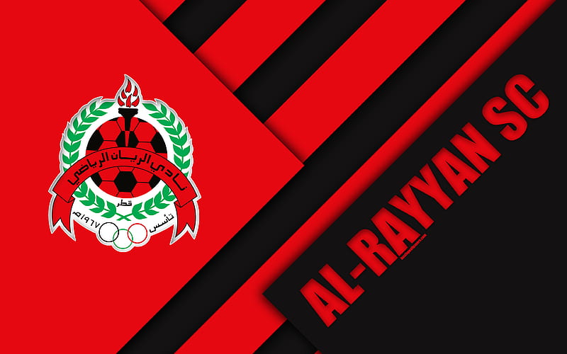 Al-Rayyan SC Riyan Ray, Qatar, red black abstraction, logo, material design, Qatar football club, Qatar Stars League, Q-League, Premier League, HD wallpaper