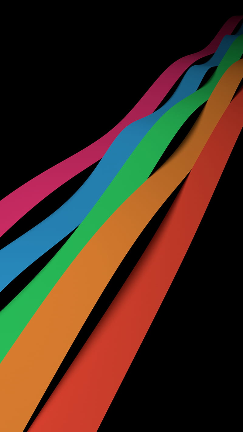 Rainbow, black, color, dark, oled, ribbon, HD phone wallpaper