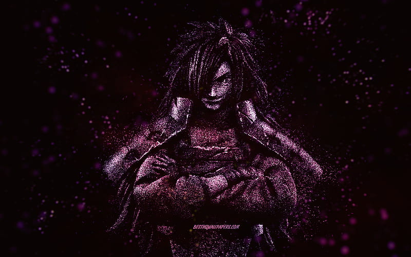Madara Uchiha, purple glitter art, Naruto characters, protagonist, black background, Naruto, Japanese manga, Uchiha Madara, samurai, Madara Uchiha Naruto, HD wallpaper