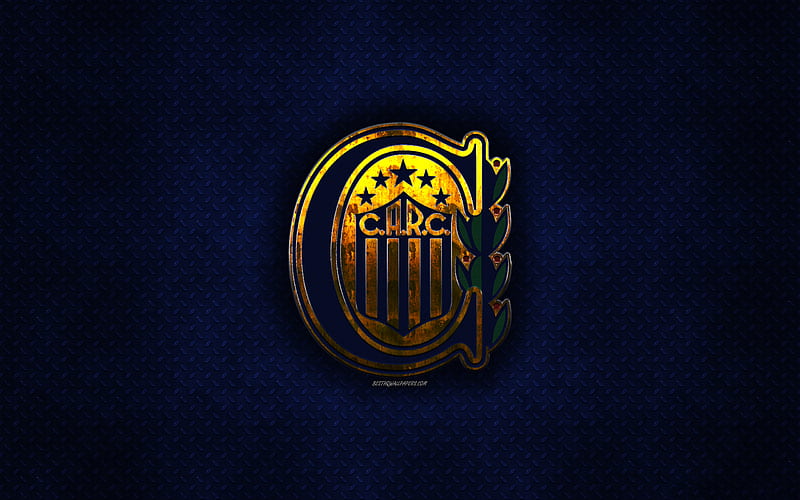 Rosario Central, Argentine football club, blue metal texture, metal logo, emblem, Rosario, Argentina, Argentine Primera Division, Argentine Superleague, creative art, football, HD wallpaper