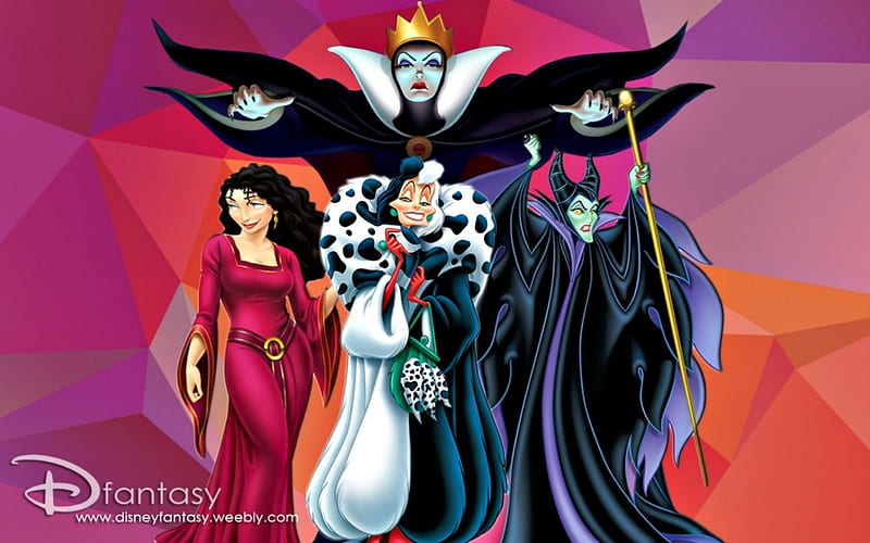 Villanos De Disney Rojas Brujas Películas Naranjas Cruella Reina Mujeres Fondo De