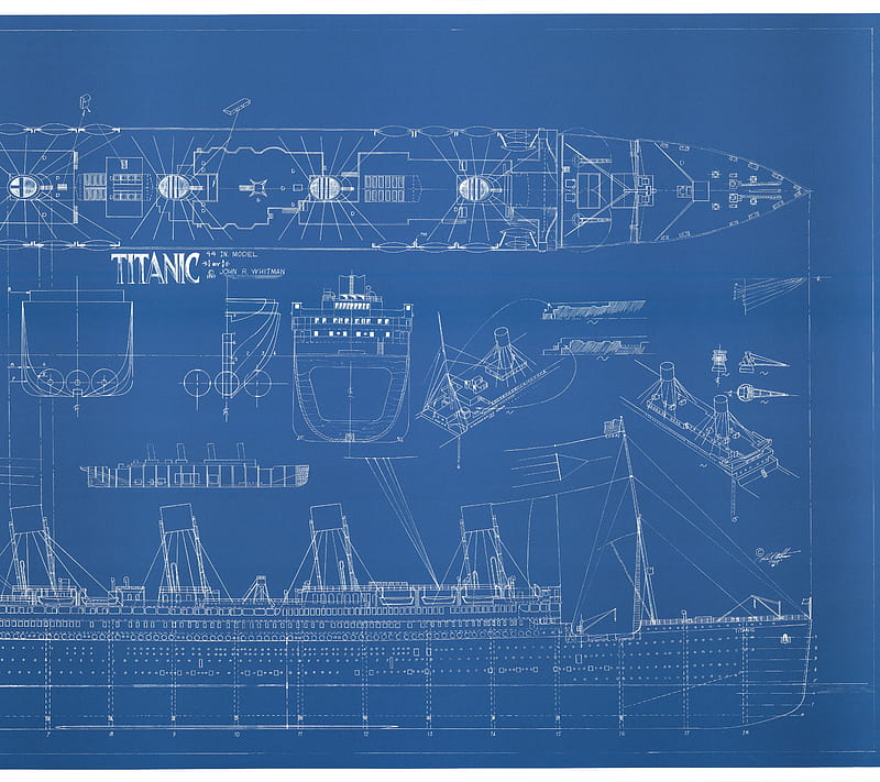 Titanic Blueprints 3, 1912, ship, HD wallpaper
