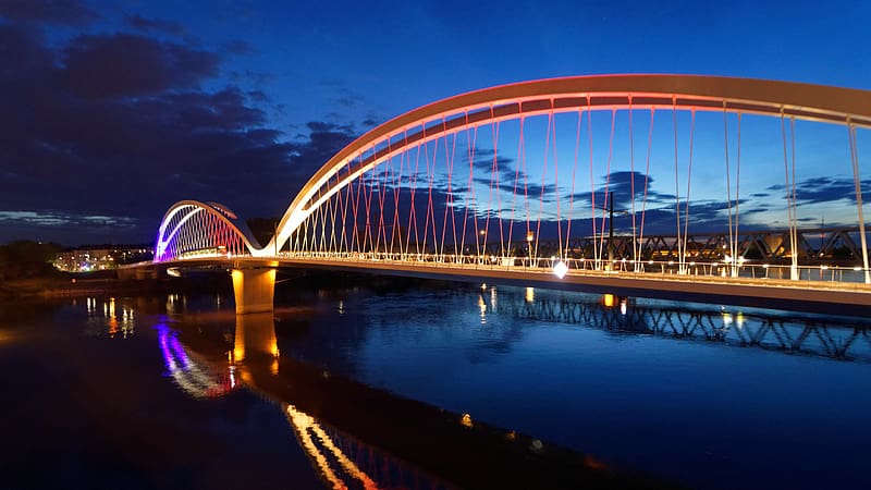 Rhenanus Bridge Rhine Strasbourg France Bing, HD wallpaper