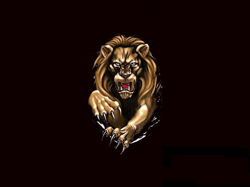 Leaping Lion, HD wallpaper