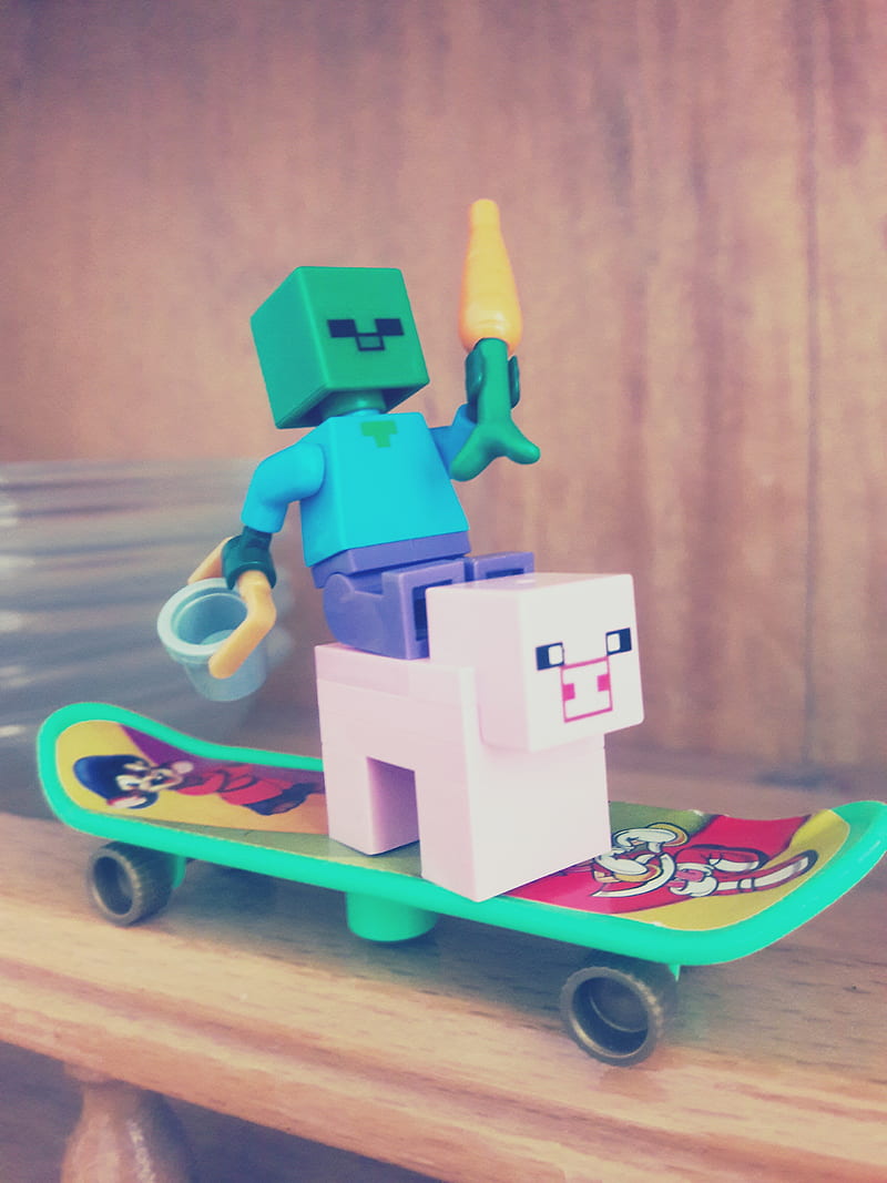 Pig and zombie, android, crash, fireman, minecraft game, HD phone wallpaper