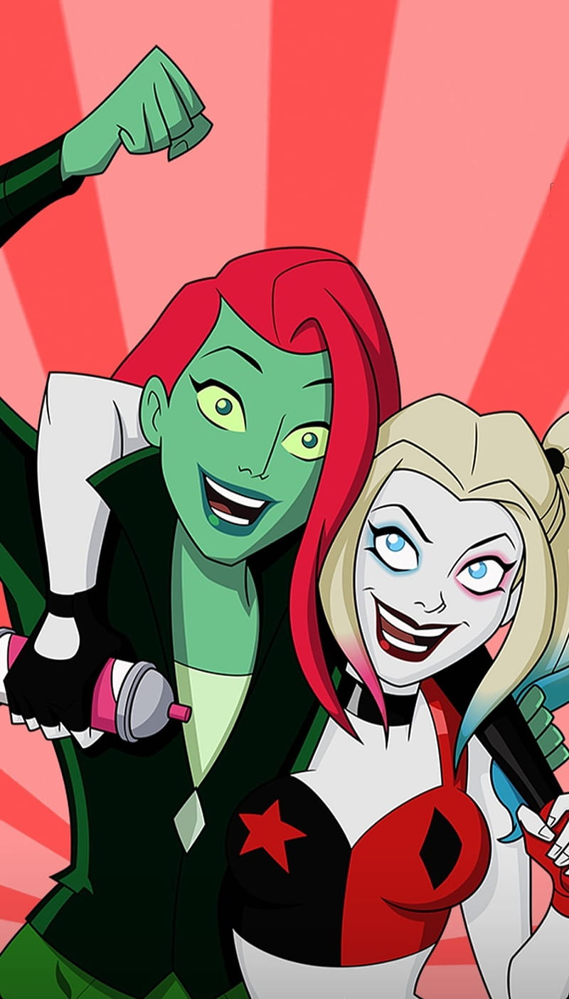 Harley and Ivy, harley quinn, poison ivy, clayface, legion of doom, dr.psycho, HD phone wallpaper