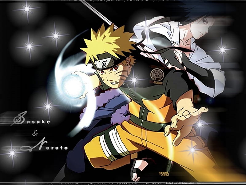 Naruto ans Sasuke, cool, naruto, rasengan, sasuke, HD wallpaper