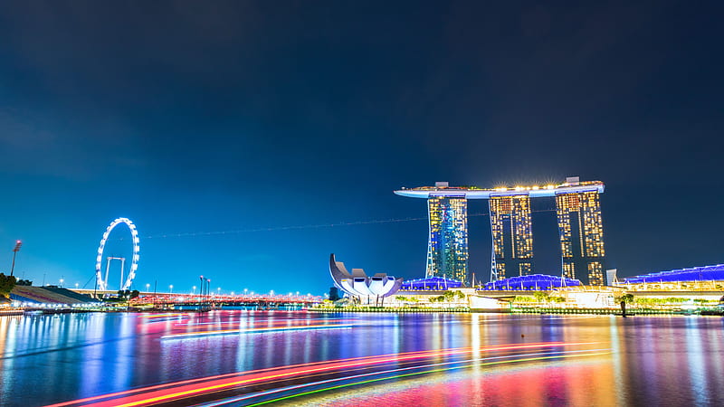 Marina Bay Sands Tower Singapore During Nighttime Travel, HD wallpaper