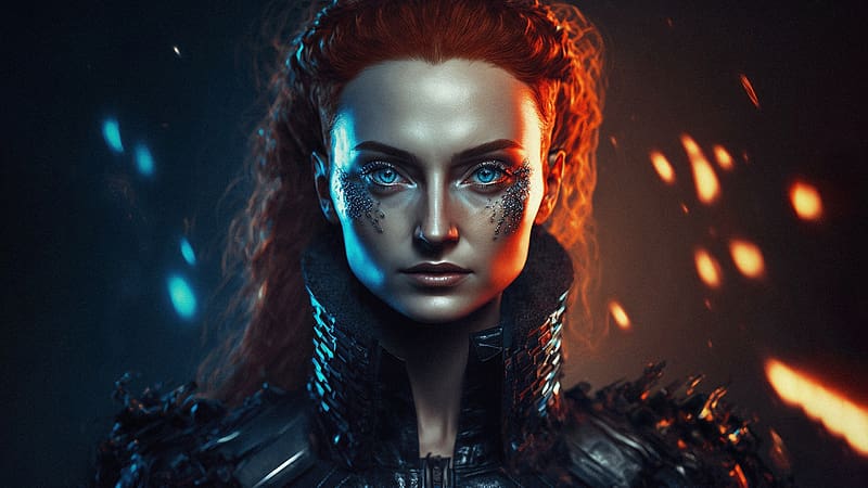 Sansa Stark, fantasy, art, portrait, face, roman iakovenko, dark, game of thrones, HD wallpaper