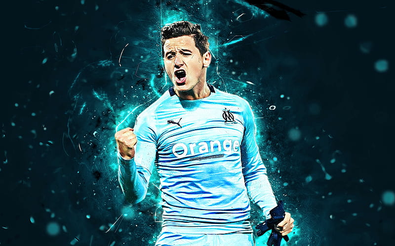 Florian Thauvin, french footballers, Olympique Marseille FC, soccer, Ligue 1, Thauvin, football, neon lights, HD wallpaper