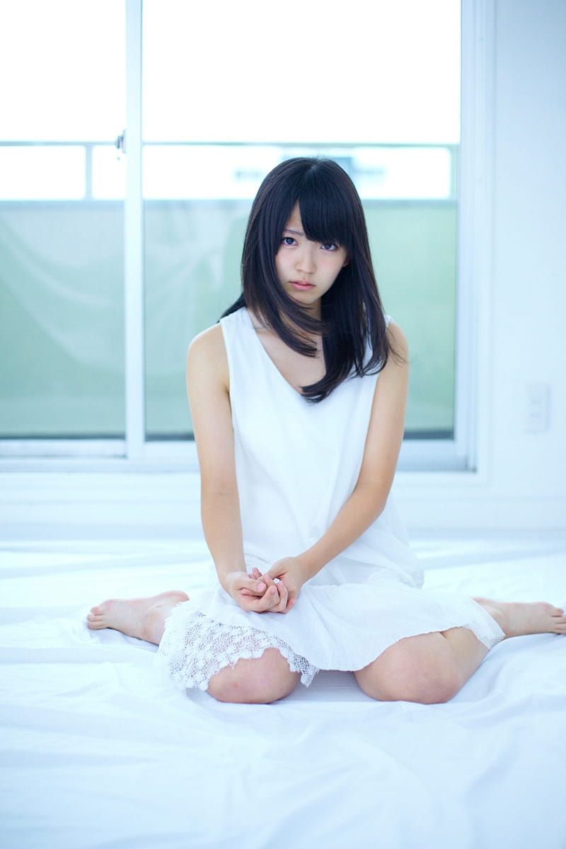 Airi Suzuki, Asian, women, white dress, sitting, long hair, Japanese women, Japanese, HD phone wallpaper