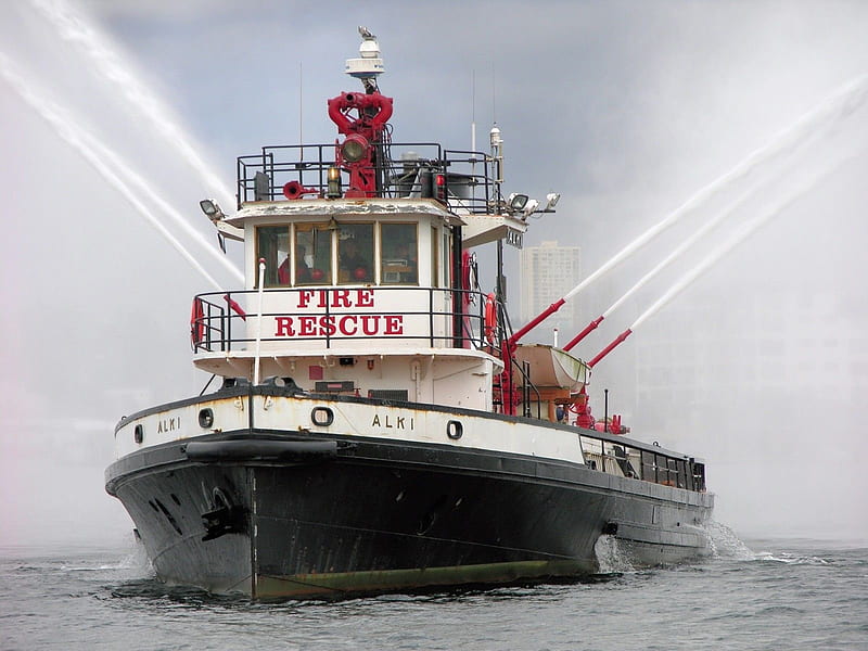 Retired Seattle Fireboat, fire, retired, boat, seattle, HD wallpaper