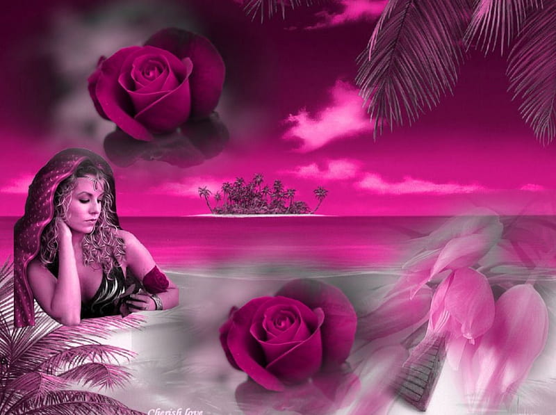 sensuelle, souvenir, femme, beaute, rose, HD wallpaper