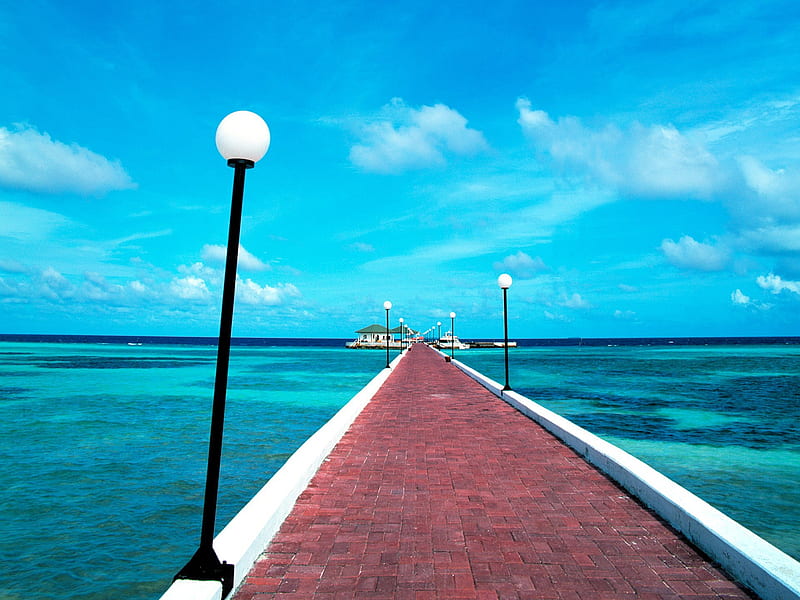 the Maldives long pier, HD wallpaper