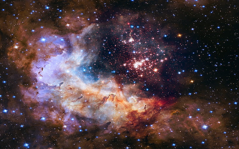 Hubble Space Telescope, dark dust, large magellanic cloud, Edwin Hubble, glowing gas, milky way, cosmos, galaxies, astronomer, HD wallpaper