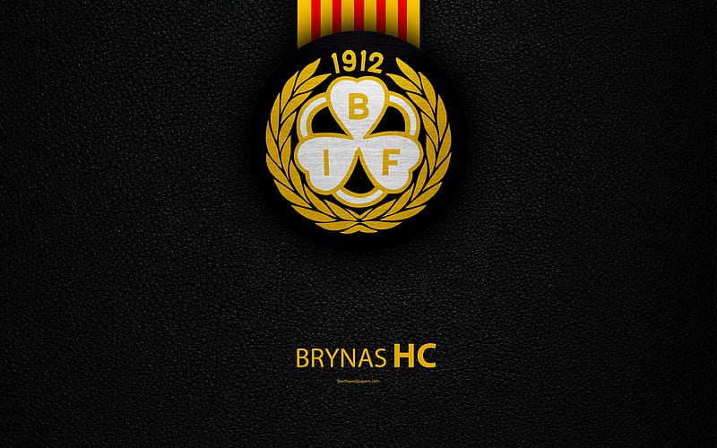 Brynas IF Swedish hockey club, SHL, leather texture, logo, Swedish Hockey League, Gavle, Sweden, hockey, Elitserien, HD wallpaper