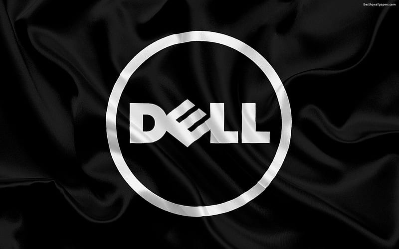 Dell, black silk background, Dell logo, emblem, HD wallpaper