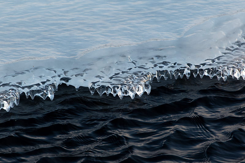 ice, water, waves, floe, ripples, HD wallpaper