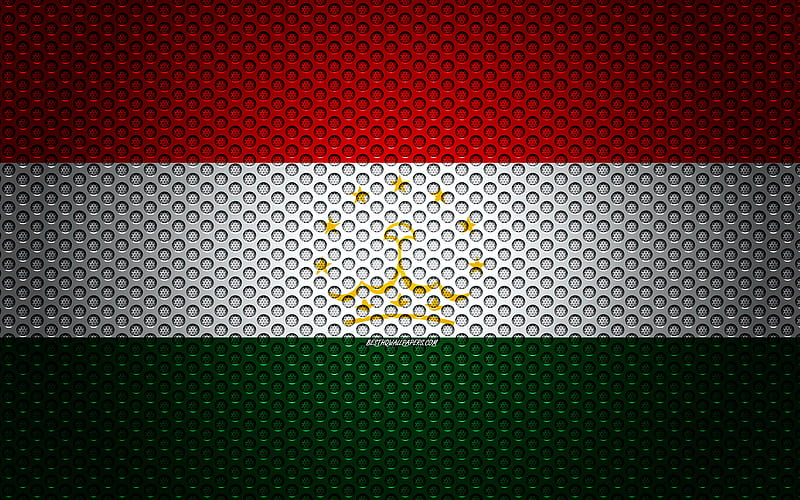 Flag of Tajikistan creative art, metal mesh texture, Tajikistan flag, national symbol, Tajikistan, Asia, flags of Asian countries, HD wallpaper