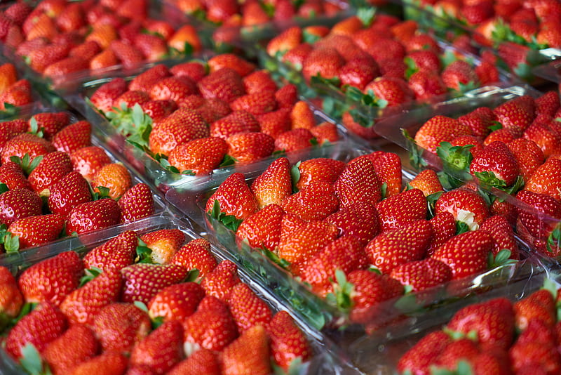 Close-Up of Strawberries on Plastic Container, HD wallpaper