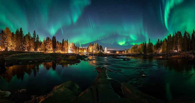 Northern lights, Autumn, Winter, Finland, HD wallpaper