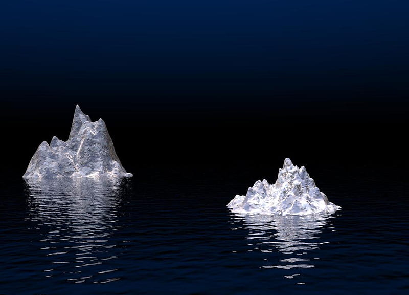 Artic Night, oceans, black, drifting, ice, nature, white, icebergs, HD wallpaper