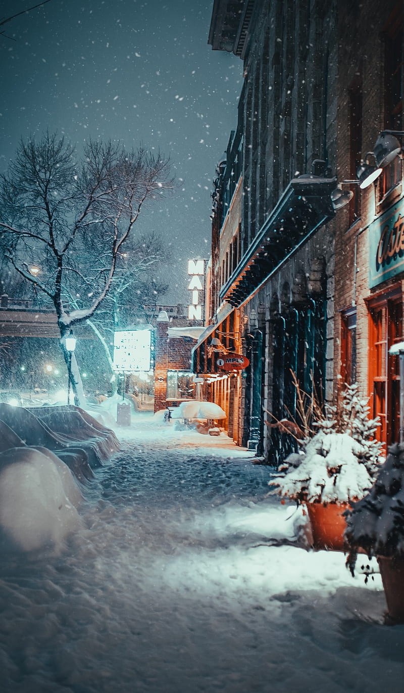 Snowy pathway, beautifull, city, snow, snowing, streets, white snow, winter  background, HD phone wallpaper | Peakpx