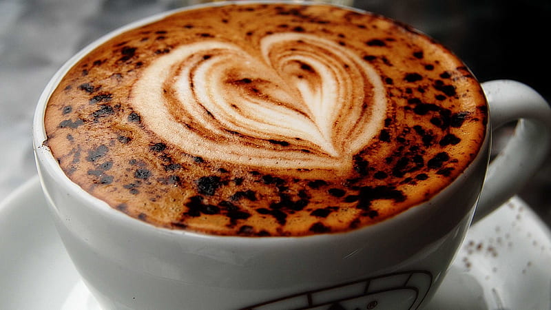 coffee heart, froth, cup, coffee, heart, HD wallpaper