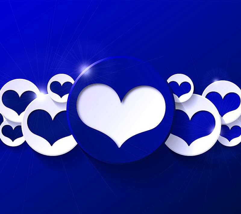 Blue Hearts, abstract, blue white, corazones, love, HD wallpaper
