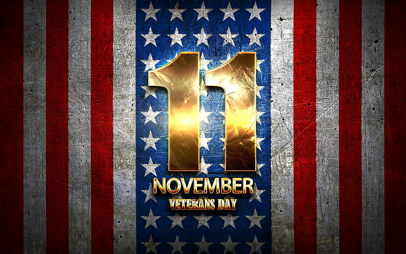 Veterans Day, November 11, golden signs, american national holidays, USA, US public holidays, America, HD wallpaper