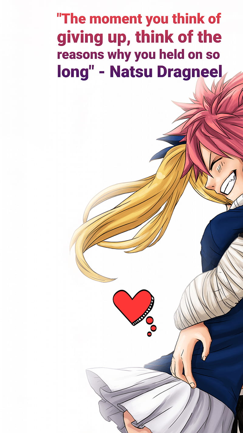 Never give up , fairy tail, love, lucy heartfilia, natsu dragneel, HD phone wallpaper