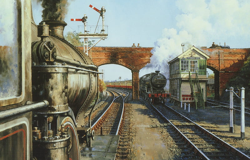 Reedham Junction, railway, steam, smoke, trains, HD wallpaper