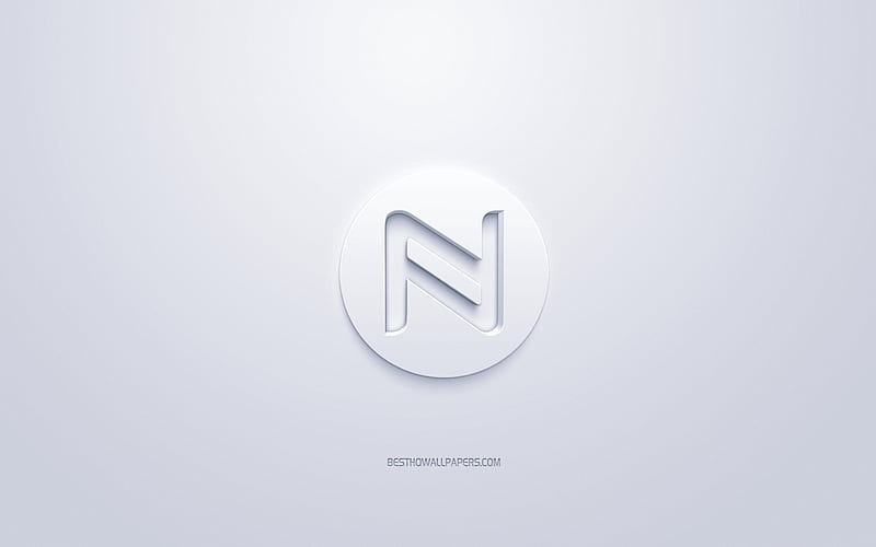 Namecoin logo, 3d white logo, 3d art, white background, cryptocurrency, Namecoin, finance concepts, business, Namecoin 3d logo, HD wallpaper