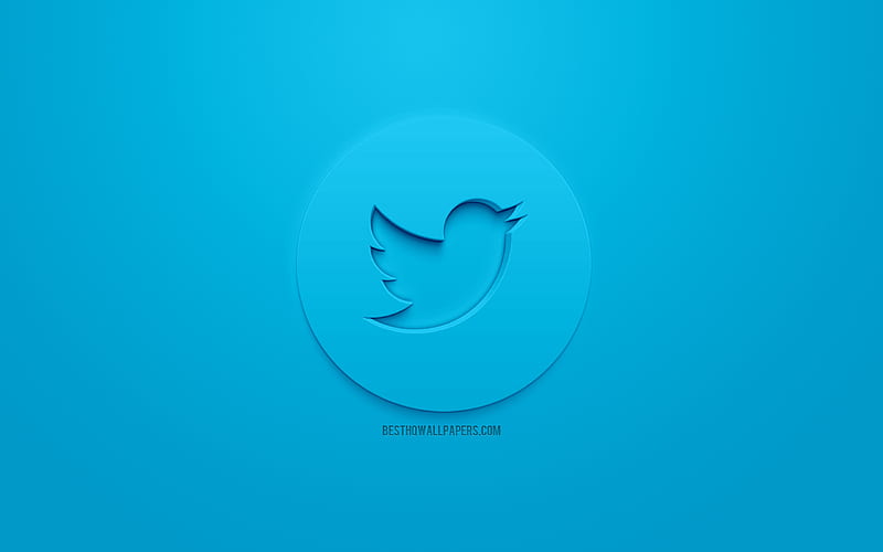 Twitter, logo, blue background, 3d Twitter logo, social network, creative 3d art, HD wallpaper