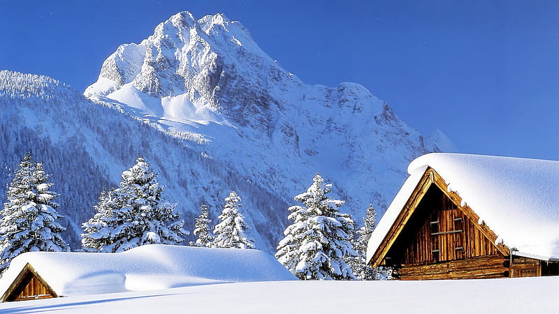 Winter holiday, mountain, house, holiday, chalet, snow, bonito, winter, wooden, HD wallpaper