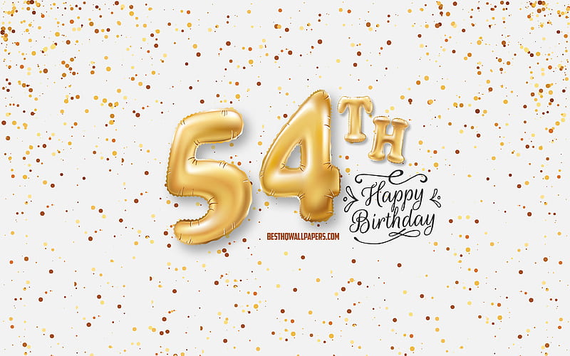 54th Happy Birtay, 3d balloons letters, Birtay background with balloons, 54 Years Birtay, Happy 54th Birtay, white background, Happy Birtay, greeting card, Happy 54 Years Birtay, HD wallpaper