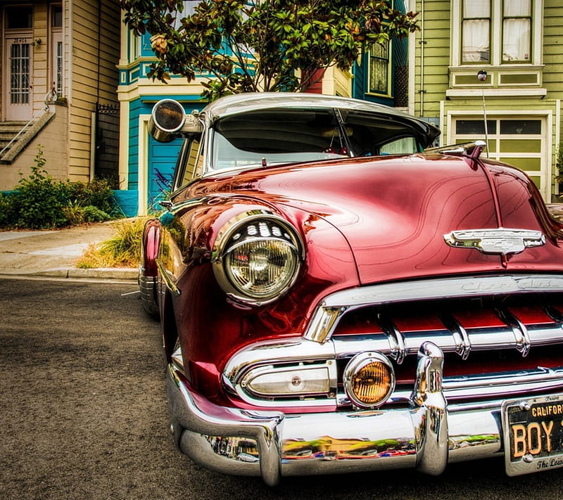 Retro Chevy, auto, car, chevy, classic, cool, new, race, red, retro, speed, vehicle, HD wallpaper