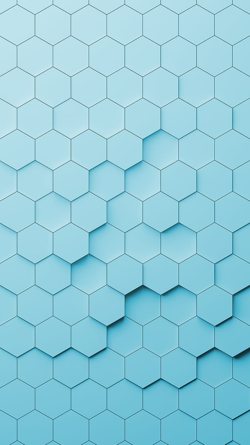 HexaBlues, Bertil, abstract, blue, decorative, fututistic, geometric, hex, hexagonal, hive, honeycomb, lines, monochrome, pattern, forma, simple, tech, technology, HD phone wallpaper