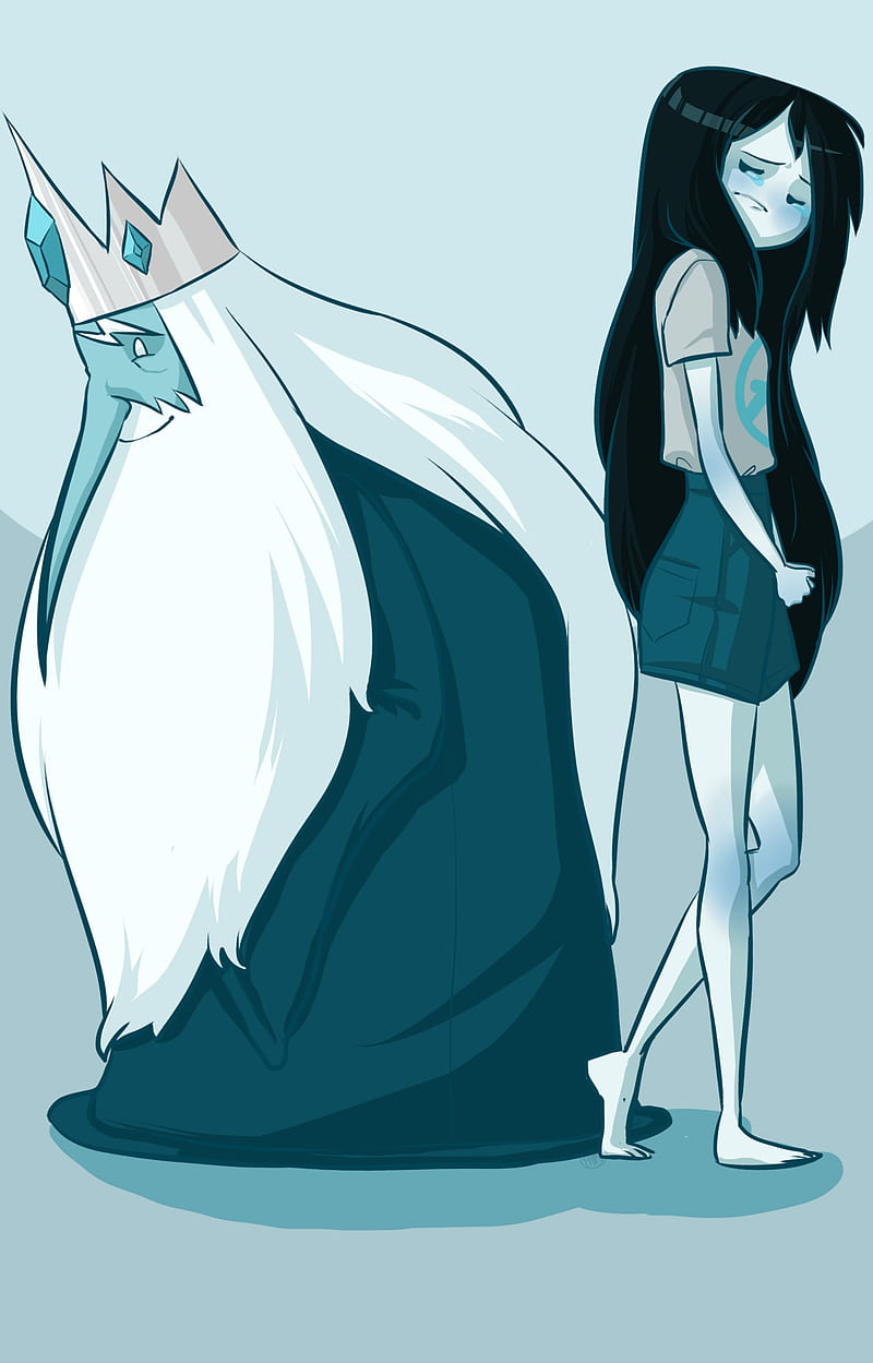 cartoon, Adventure Time, Marceline the vampire queen, Ice King, cyan, HD phone wallpaper