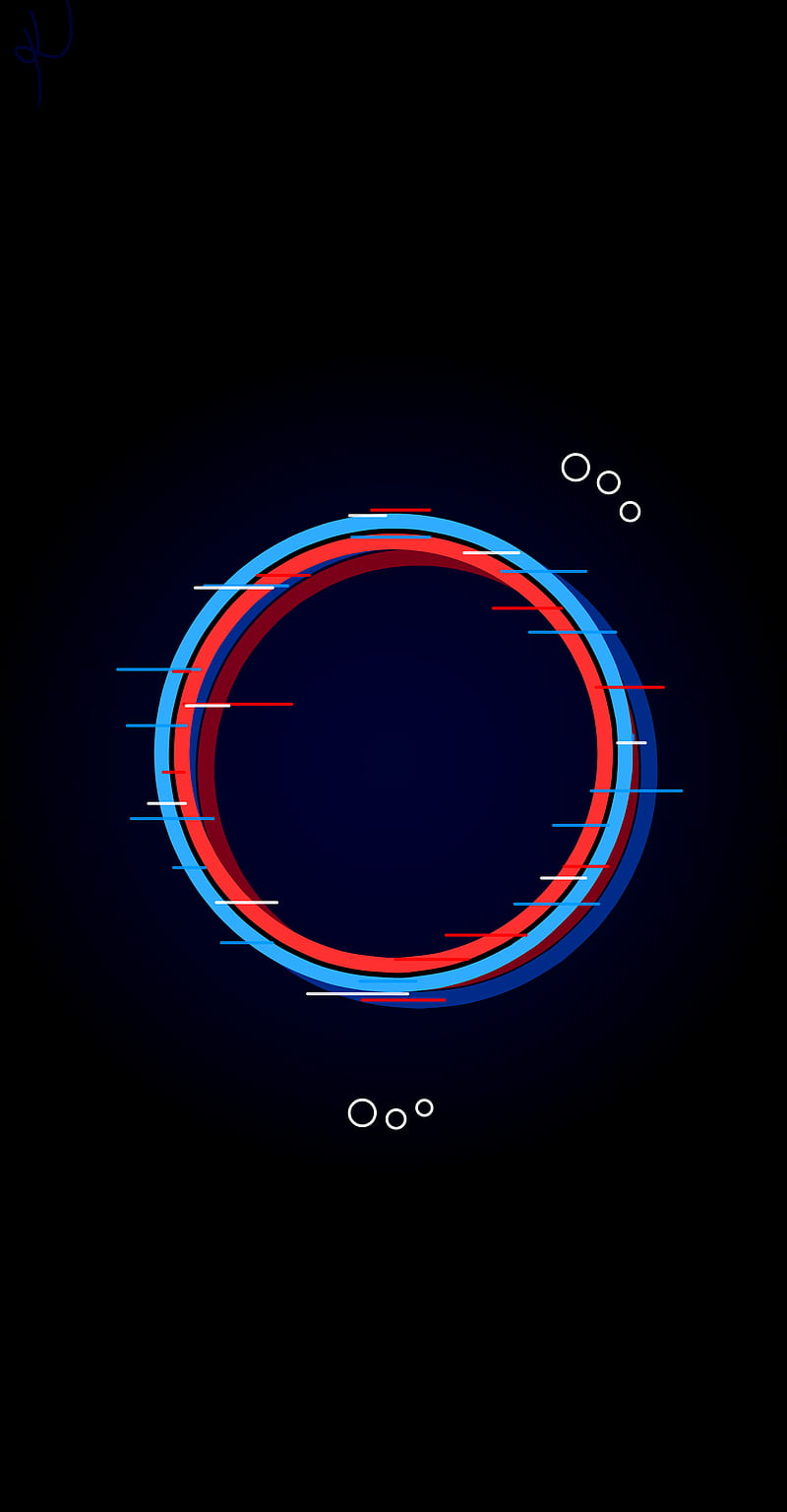 Glitch circle, eye, sky, amoled, oled, red and blue, , colorful, HD phone wallpaper
