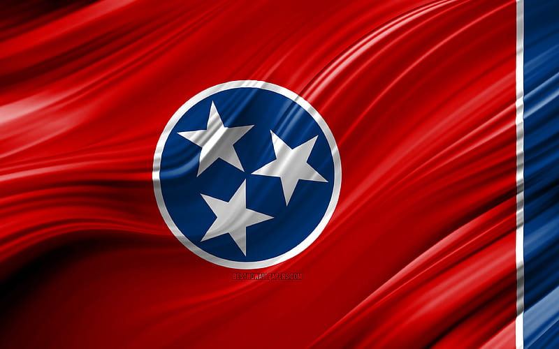Tennessee flag, american states, 3D waves, USA, Flag of Tennessee, United States of America, Tennessee, administrative districts, Tennessee 3D flag, States of the United States, HD wallpaper