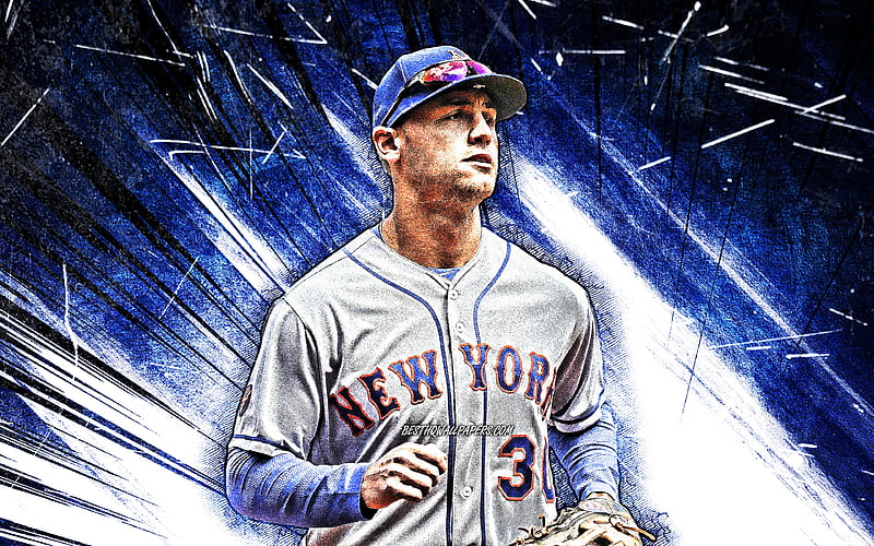 Michael Conforto, grunge art, MLB, New York Mets, outfielder