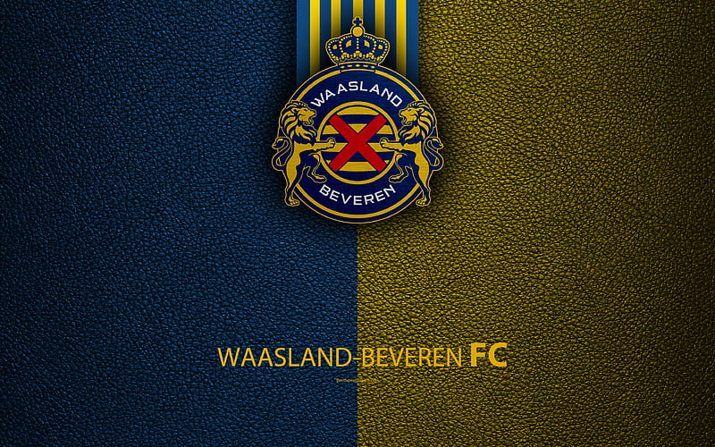 Waasland-Beveren FC Belgian Football Club, logo, Jupiler Pro League, leather texture, Beveren, Belgium, Belgian First Division A, football, HD wallpaper